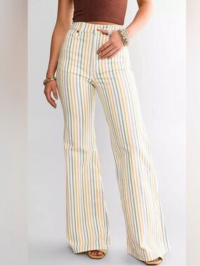 Wrangler Women's Wanderer High Rise Flare Stripe Flare Jeans Pastel